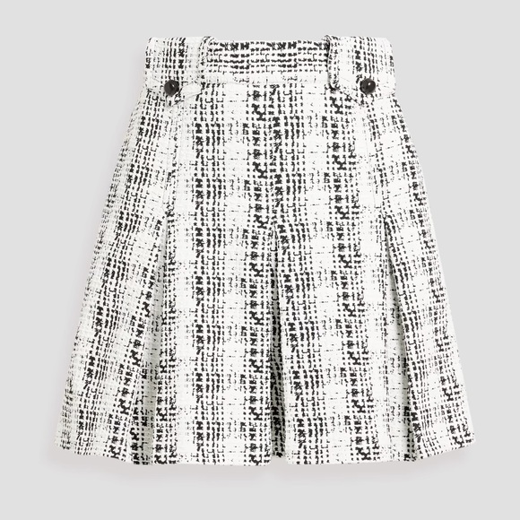 Anna Sui Dresses & Skirts - NWT Anna Sui Monochrome Pleated Tweed Mini Skirt Black White 8